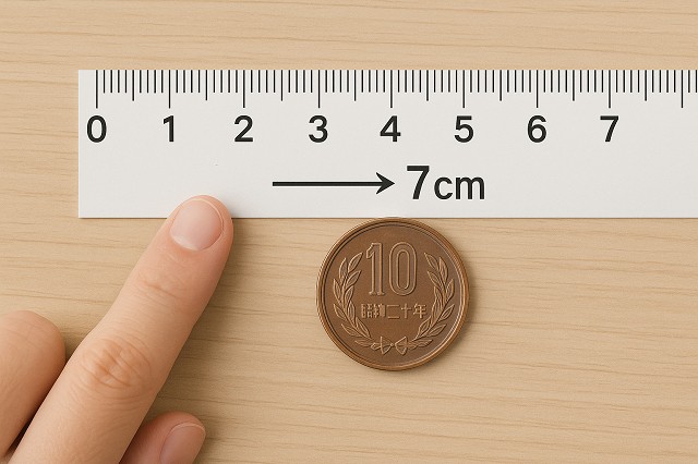 10円玉を使って7センチを測ろう